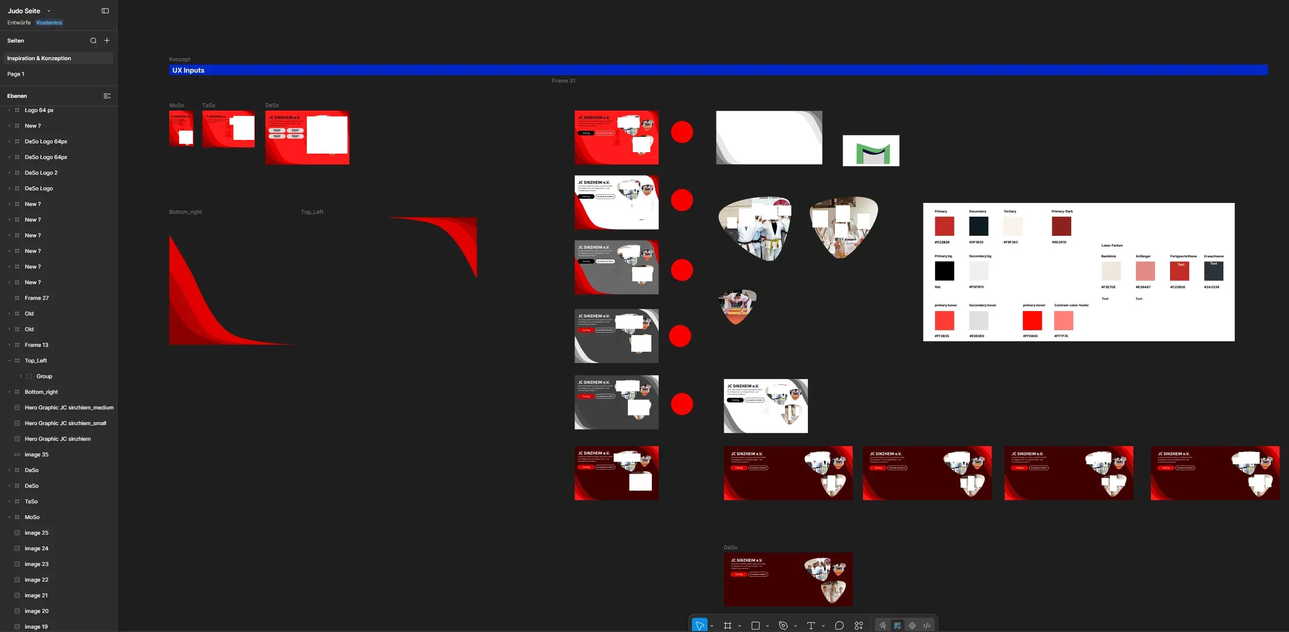 Design-Entwurf mit Vereinsfarben