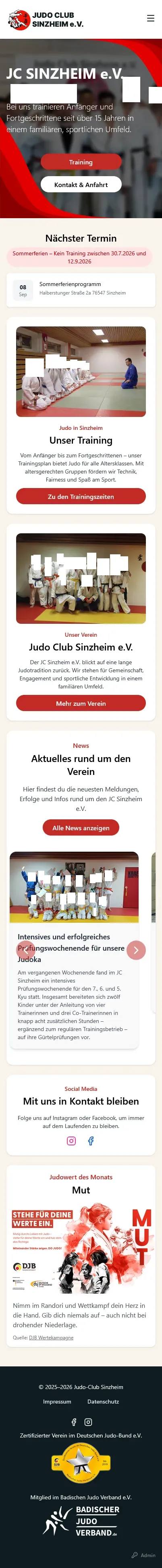 Mobile Ansicht der Website